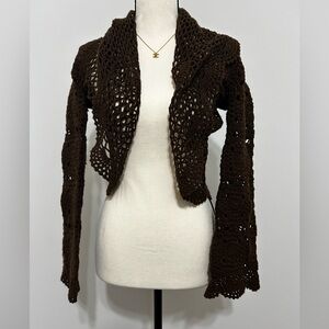 Bette Sung Elegant Brown Crochet Shrug